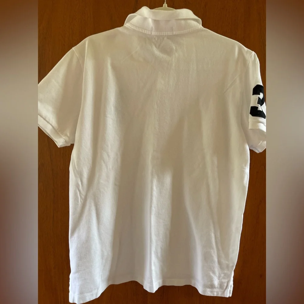 Polo Ralph Lauren Custom Slim Fit Big Pony Mesh Polo Shirt|White/Black, L - Picture 6 of 13